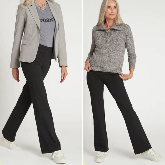 BEATABRAND Boot-Cut Classic Dress Pant Yoga Pant in Charcoal Gray Sz L Petite - Picture 1 of 8